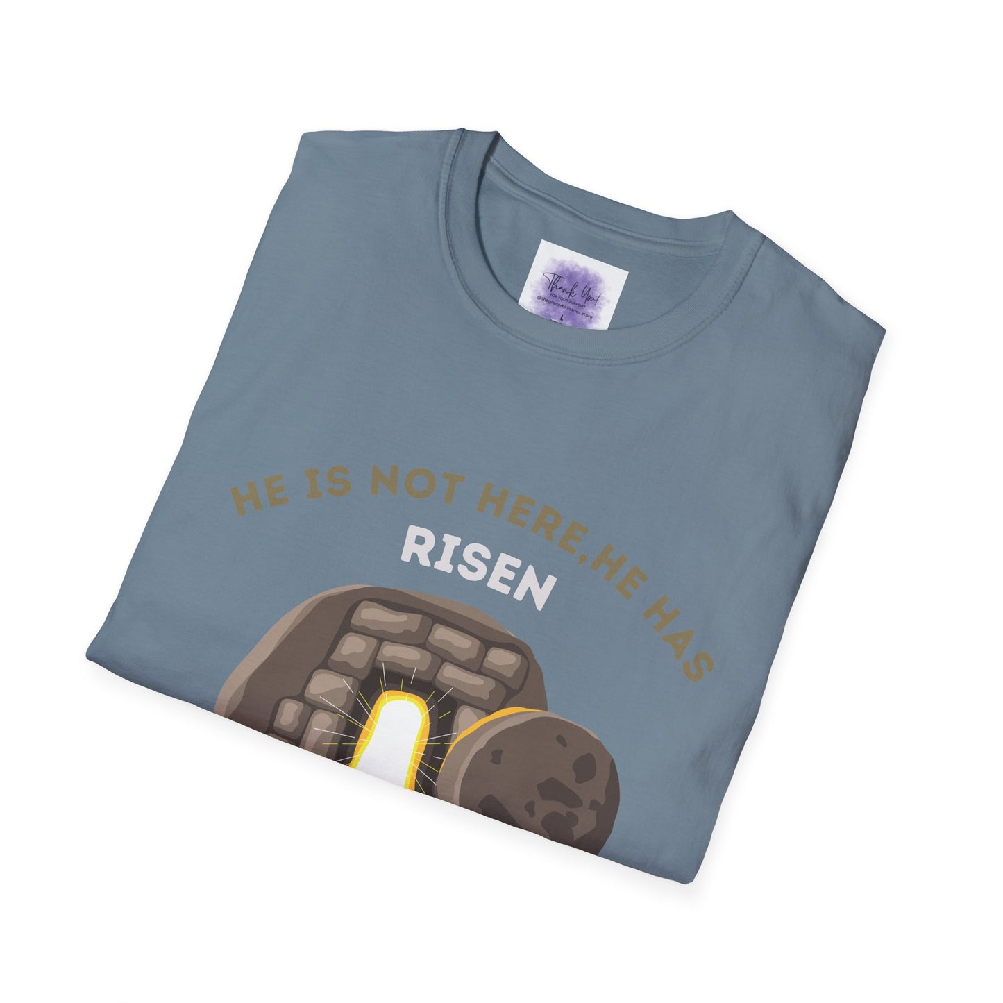 He Has Risen T-Shirt – Unisex Softstyle Christian Tee