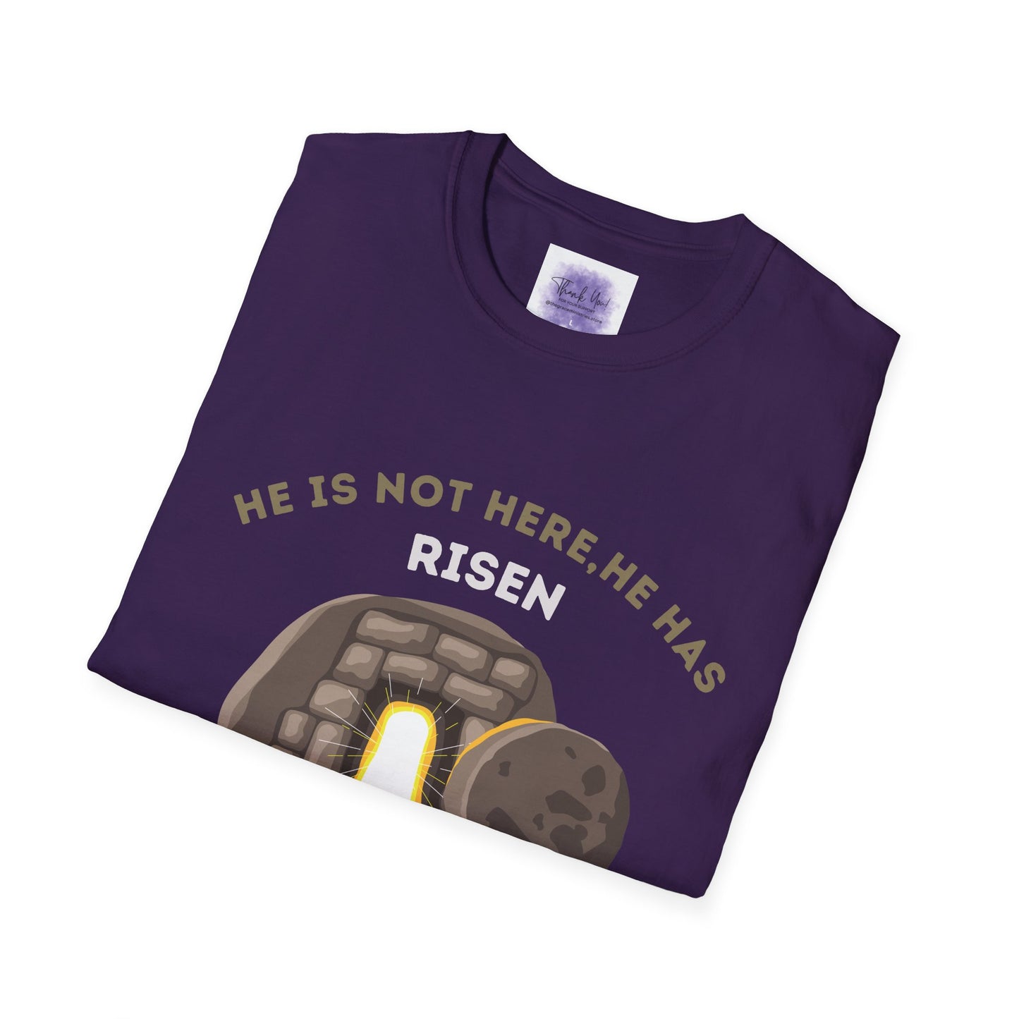 He Has Risen T-Shirt – Unisex Softstyle Christian Tee