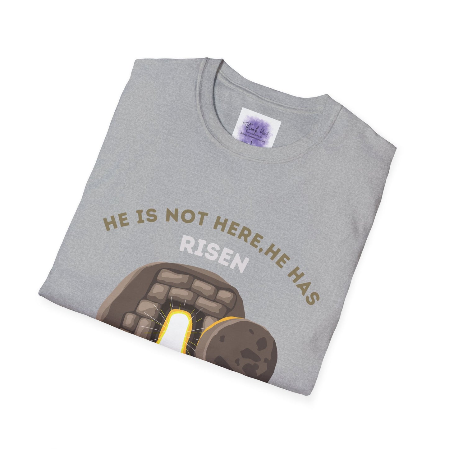 He Has Risen T-Shirt – Unisex Softstyle Christian Tee