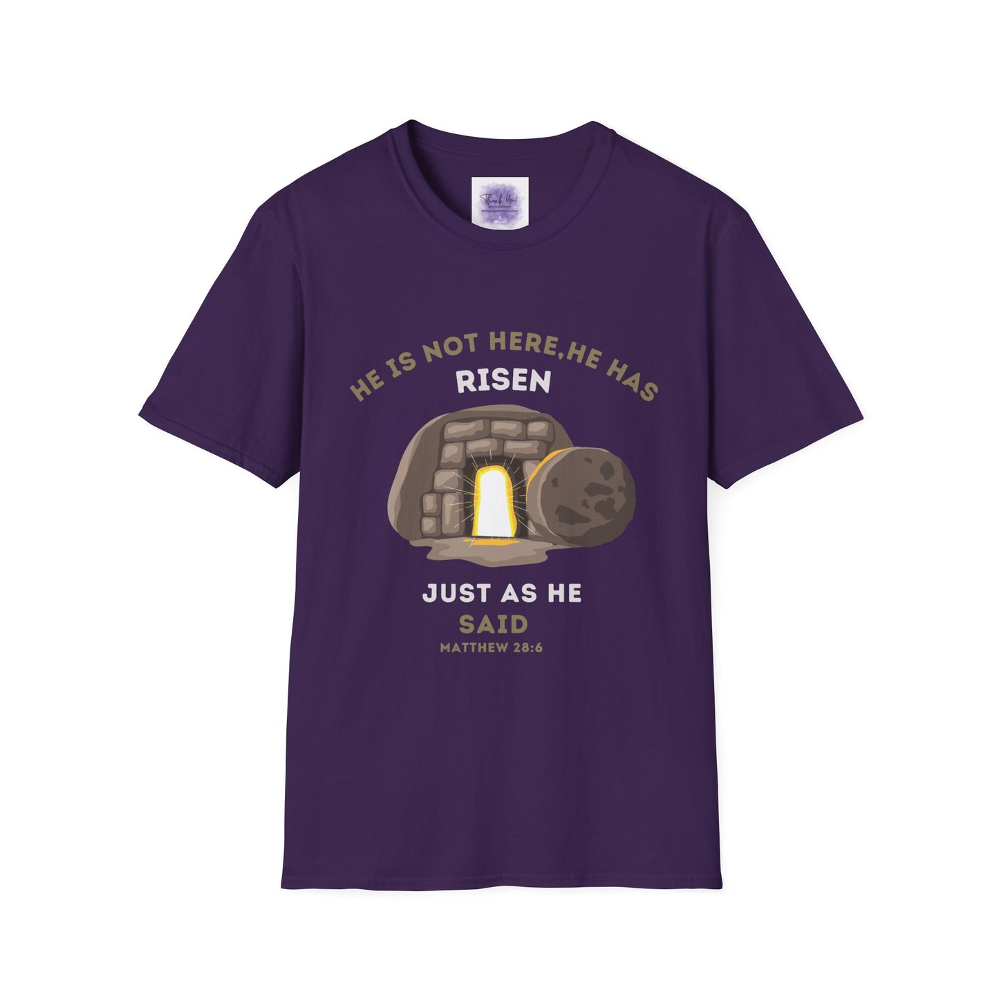 He Has Risen T-Shirt – Unisex Softstyle Christian Tee