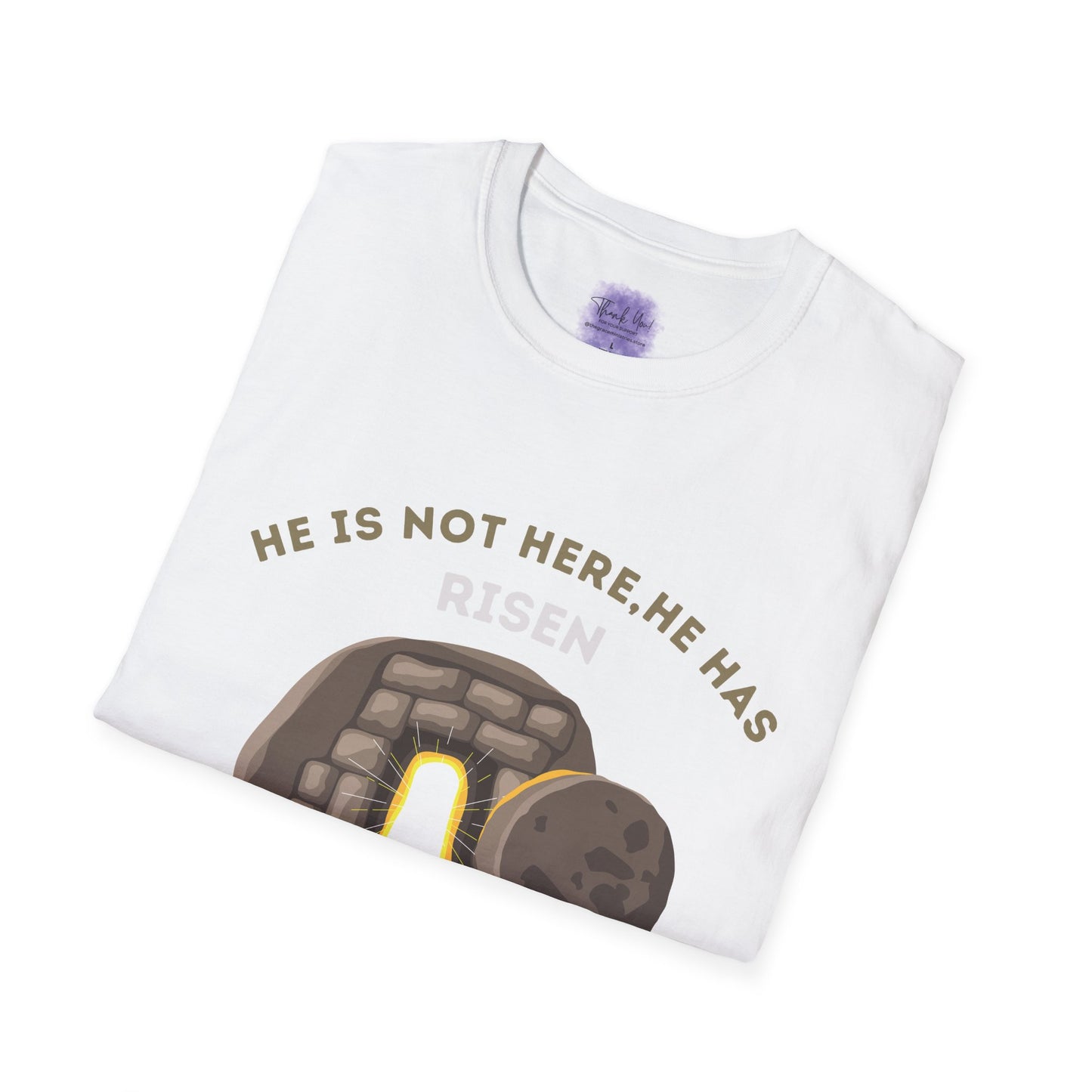 He Has Risen T-Shirt – Unisex Softstyle Christian Tee