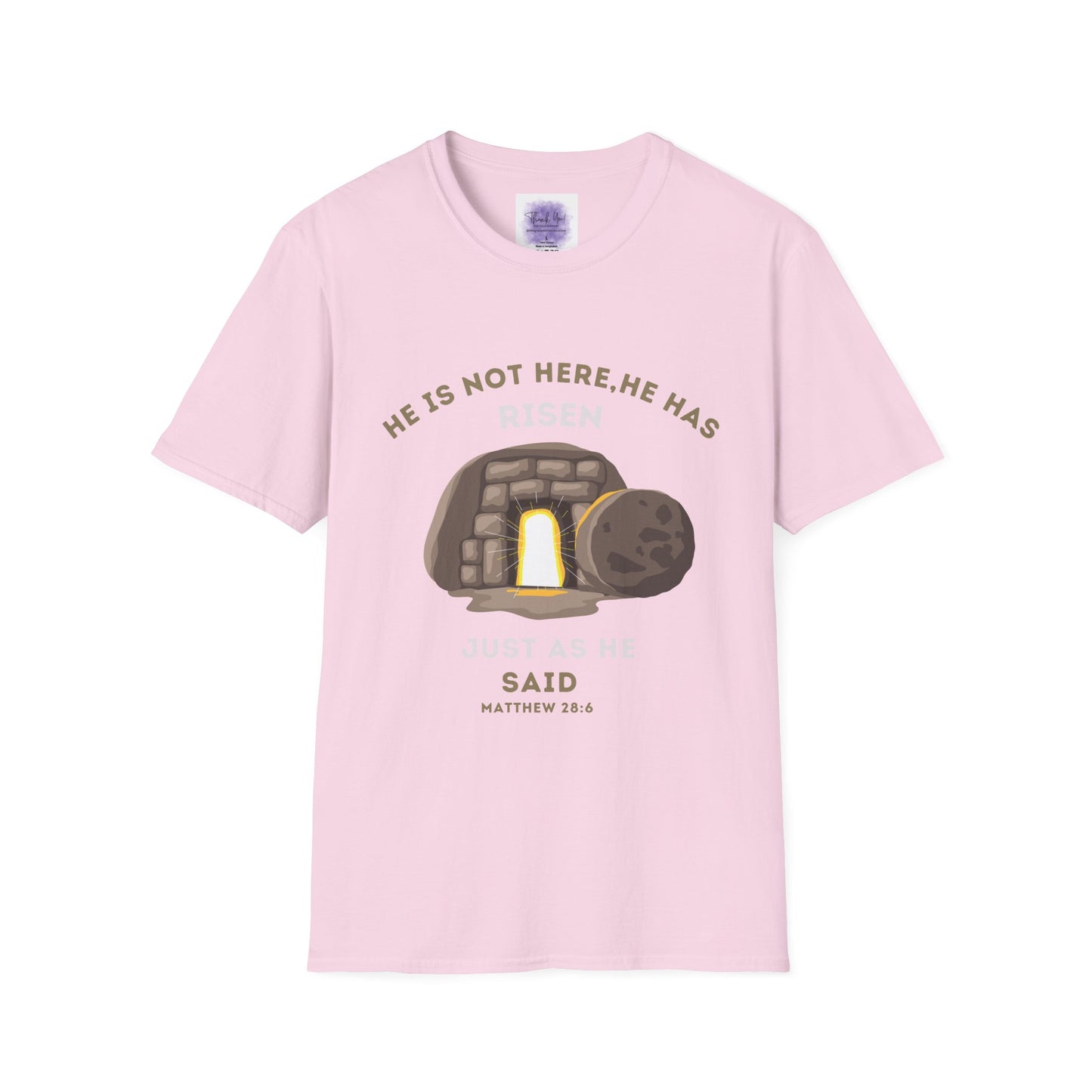 He Has Risen T-Shirt – Unisex Softstyle Christian Tee