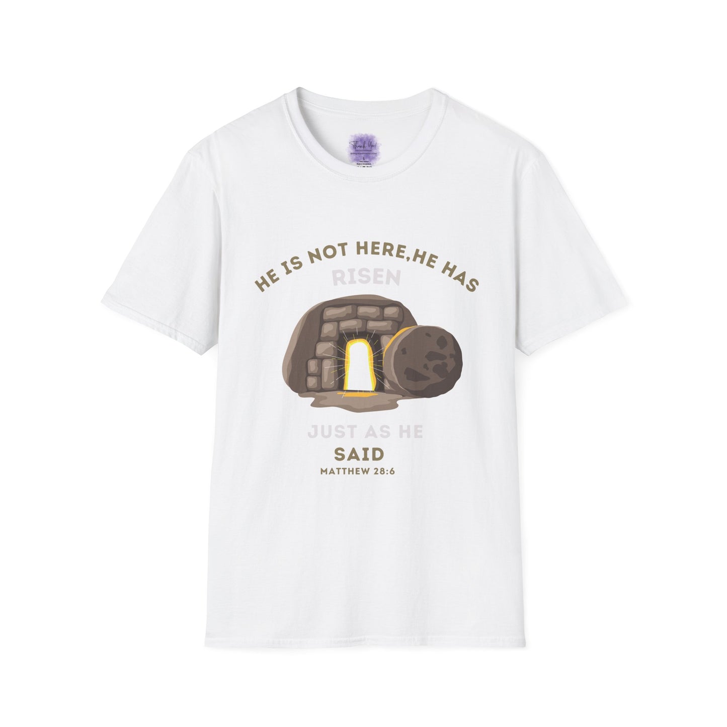 He Has Risen T-Shirt – Unisex Softstyle Christian Tee