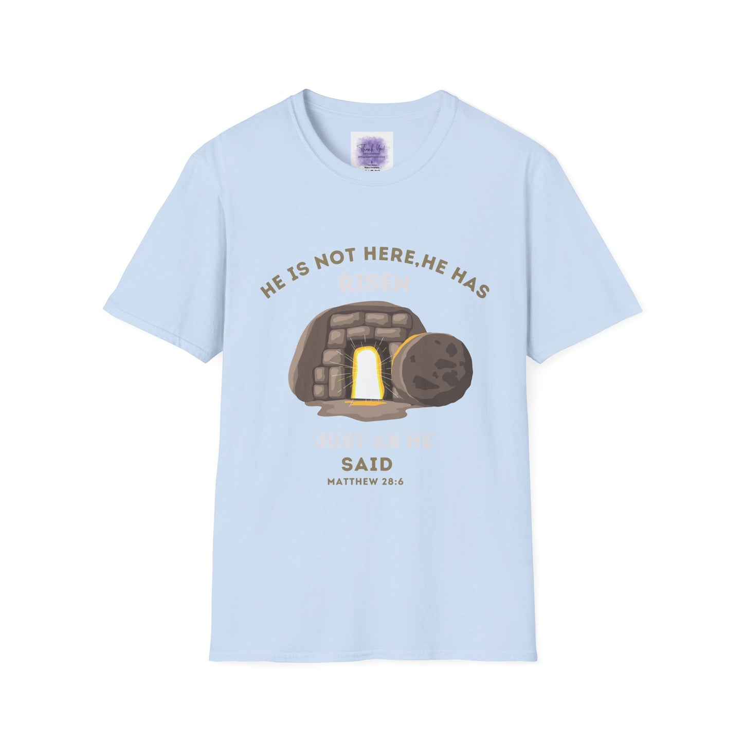 He Has Risen T-Shirt – Unisex Softstyle Christian Tee