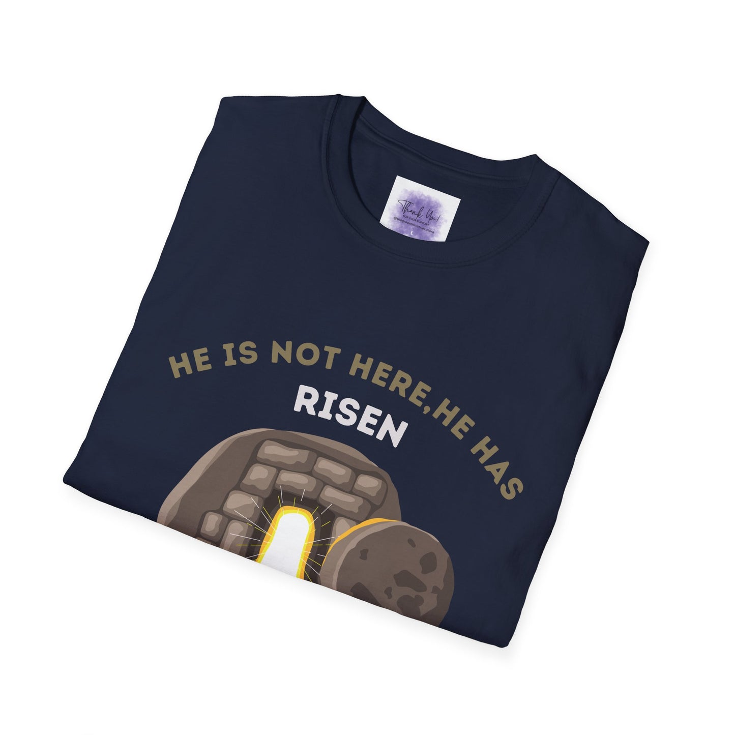 He Has Risen T-Shirt – Unisex Softstyle Christian Tee