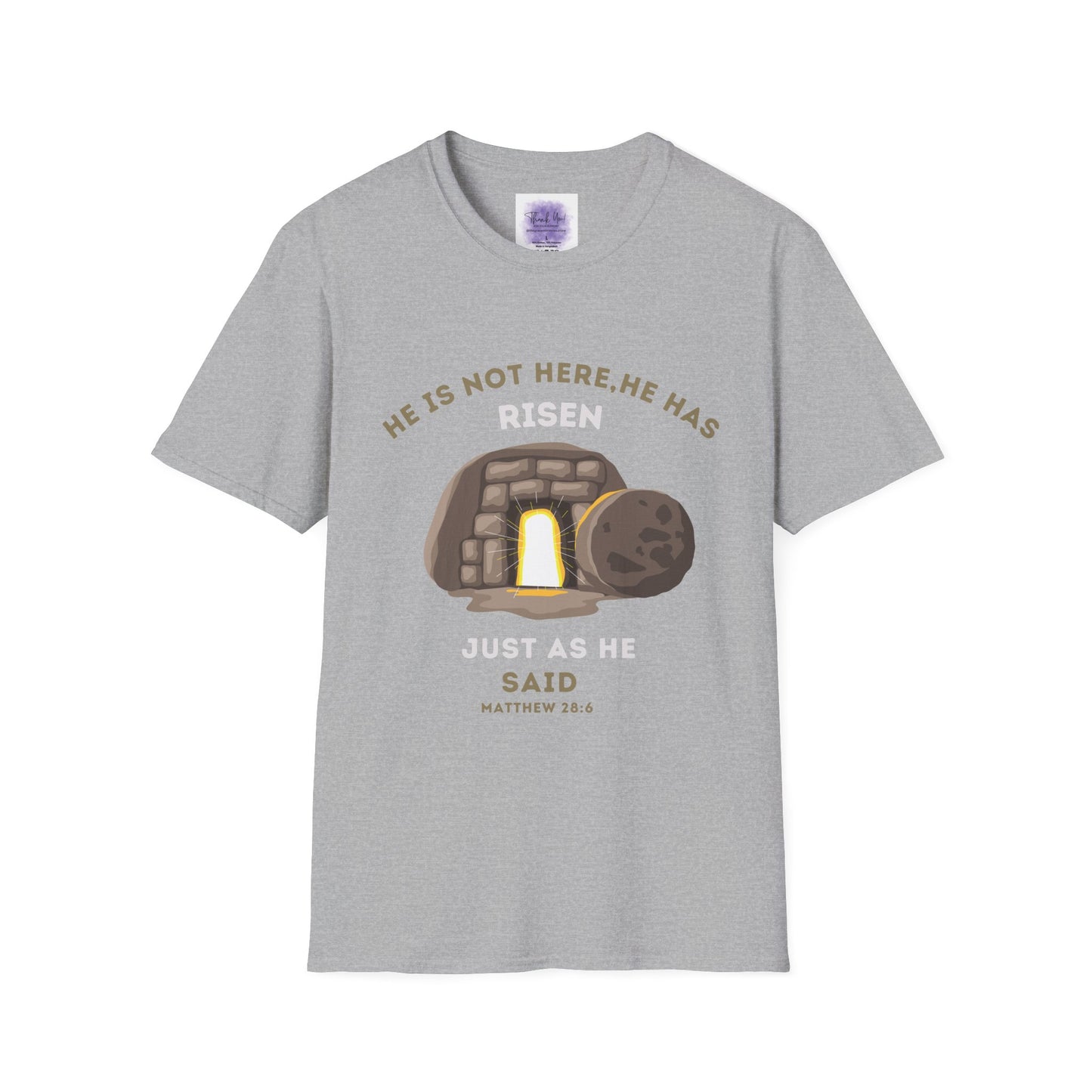 He Has Risen T-Shirt – Unisex Softstyle Christian Tee