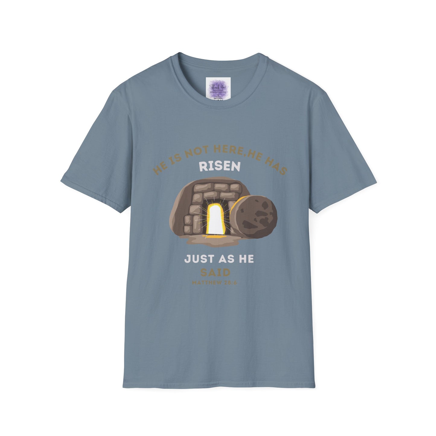He Has Risen T-Shirt – Unisex Softstyle Christian Tee