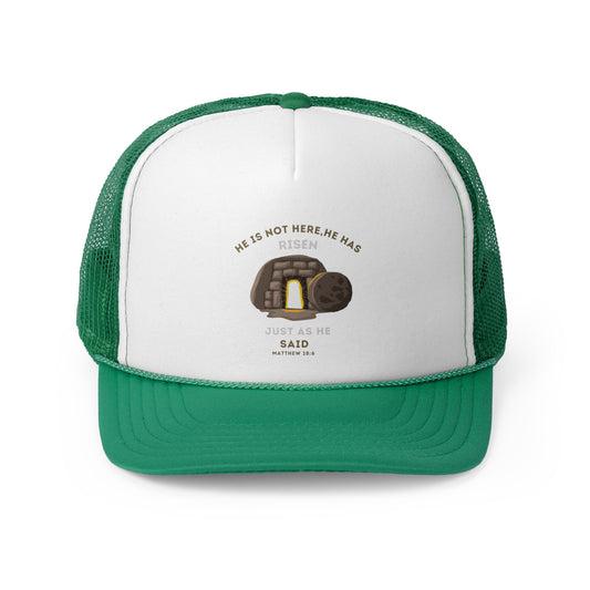 He Has Risen Trucker Cap – Matthew 28:6 | Unisex Christian Hat