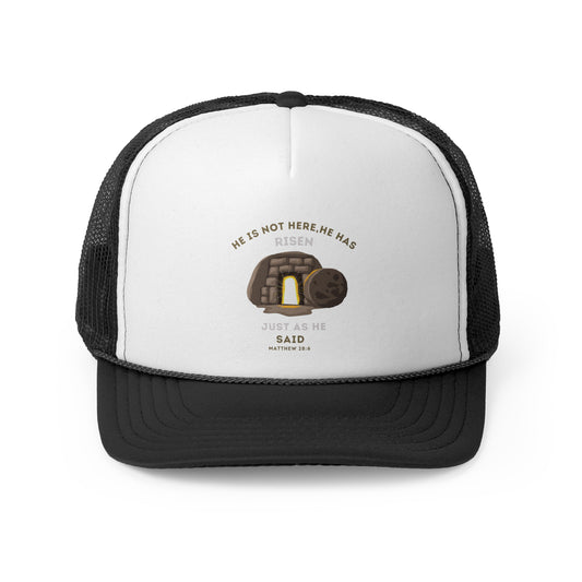 He Has Risen Trucker Cap – Matthew 28:6 | Unisex Christian Hat